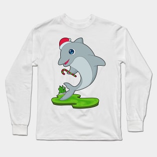 Dolphin Christmas Candy cane Long Sleeve T-Shirt